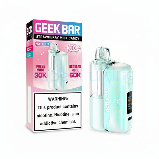 VAPE GEEK BAR MATE KIT 60K STRAWBERRY MINT CANDY 5PK